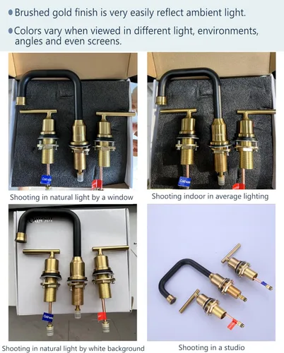 Miniatura 9 de WOWOW Grifo de baño generalizado de 3 agujeros, grifo de lavabo de 8 pulgadas con 2 asas, grifo de tocador de níquel cepillado con desagüe emergente