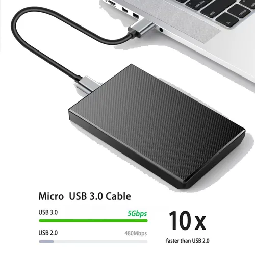 Miniatura 3 de Cable micro B, USB 3.0 A macho a micro USB 3.0 cable de sincronización, cable de datos compatible con Toshiba, Seagate, Samsung, My Passport y más