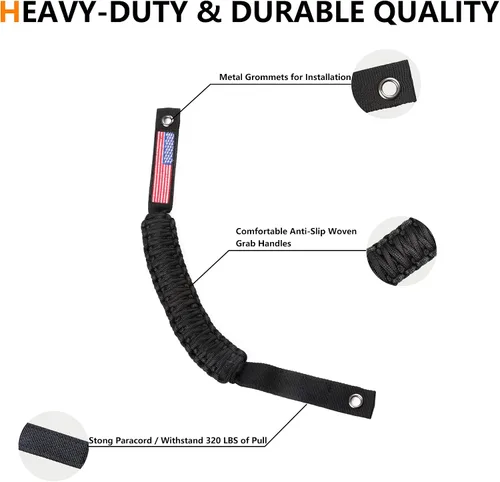 Miniatura 5 de Asas de agarre de barra antivuelco para Ford Bronco 2021 2022 2023 2024 2025 2 accesorios de 2 puertas y 4 puertas, mango de agarre de paracaídas