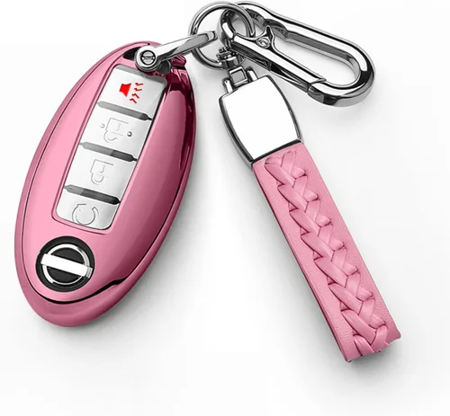 Compatible con Funda para Llavero Nissan con Llavero de Cuero, Protección de TPU Suave, Funda de Llave para Altima Maxima Rogue Armada Pathfinder