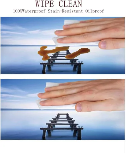 Miniatura 6 de Mantel redondo pequeño, mantel de poliéster lavable de arte, Old Jetty in The Lake con horizonte de cielo azul, se adapta a mesas redondas de 44