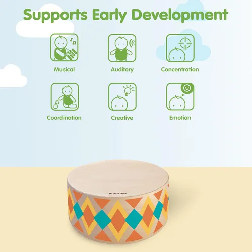 Miniatura 4 de PlanToys® Caja de Ritmo de Tambor de Madera Juguete Musical para Niños Instrumento Musical Montessori para Niños Pequeños y Niños Juguete