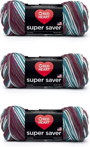 Miniatura 90 de Red Heart Hilo Super Saver, paquete de 3, estampado artístico, 3 unidades Estampado De Artista