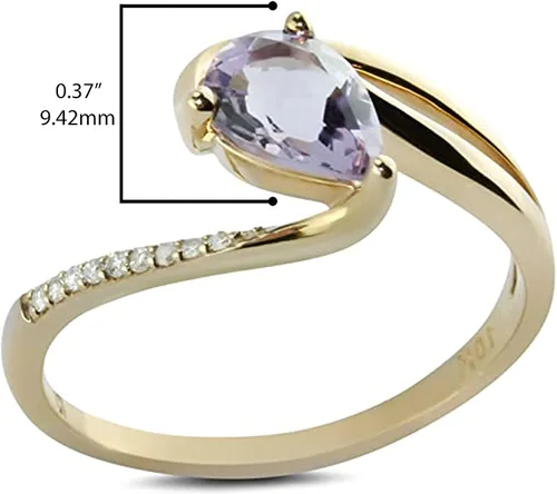 Miniatura 3 de Belantina Heartland By Beverley Mitchell 10K Rose Gold and Sterling Silver 7x9mm Amethyst & Diamond Accented Statement Ring