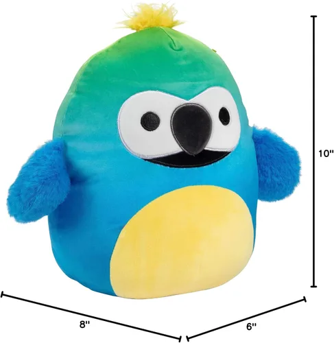 Miniatura 7 de Squishmallows Original de 10 Pulgadas Baptise El Guacamayo - Peluche Oficial de Jazwares para Vacaciones - Suave, Acurrucable, Animal de Peluche