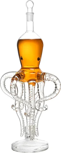 Miniatura 7 de Octopus Tentacle - Decantador de vidrio hecho a mano decorativo para vino o whisky con acabado de bronce antiguo, juego de decantador de vidrio