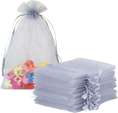 Miniatura 22 de Bolsas de Regalo de Organza 100 Piezas con Cordón 4x6 pulgadas Azul Marino para Baby Shower, Cumpleaños de Niña, Recuerdos de Fiesta, Boda