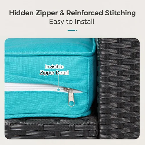 Miniatura 3 de KINTNESS Fundas de cojín de repuesto para sofá modular de ratán de 7 piezas, 14 fundas impermeables para cojines de patio con cremallera (azul)