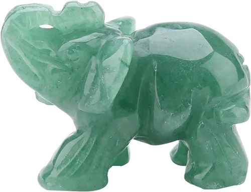 Miniatura 2 de Akozon Figuras de 2 pulgadas de jade tallado de elefante de cristal, decoración del hogar, artículo de mobiliario (turina verde)
