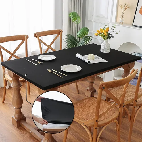 Miniatura 23 de Mantel redondo de elastano, suave y agradable a la piel, sin pelusas, funda de mesa de tela transpirable con banda elástica para comedor, reunión