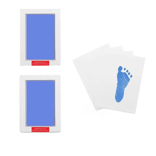 Miniatura 10 de Paquete de 2 almohadillas de tinta grandes sin tinta para manos y huellas, almohadilla de tinta Clean Touch para bebé y mascota