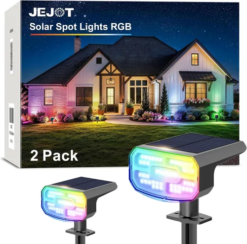 Miniatura 18 de JEJOT Luces solares para exteriores, impermeables, IP65, encendido/apagado automático, 2700 K, 2 modos de iluminación, LED súper brillante, luces