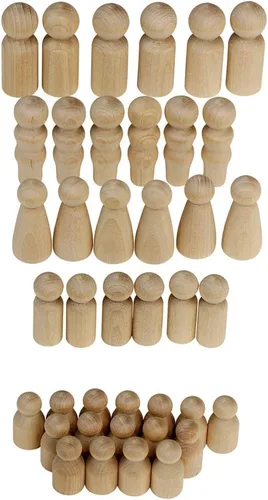 Miniatura 10 de Hygloss Productos Muñecas de madera con clavijas – Artesanía pintable Birchwood Doll People – Familia surtida, 10 piezas (8560)