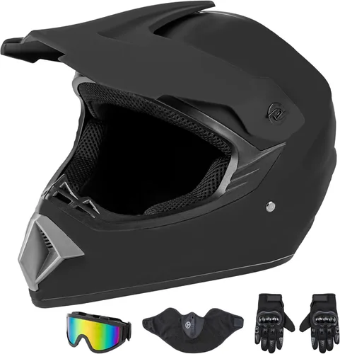 CARTMAN Casco de motocross para adultos, motocross, ATV, todoterreno, casco de motocicleta de cara completa, aprobado por DOT, negro mate y azul