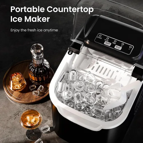 Miniatura 2 de Antarctic Star Pro-Grade Máquina para hacer hielo para encimera, 8 cubos en 6 minutos, 26 libras/día, autolimpieza, 2 tamaños, ultra silenciosa