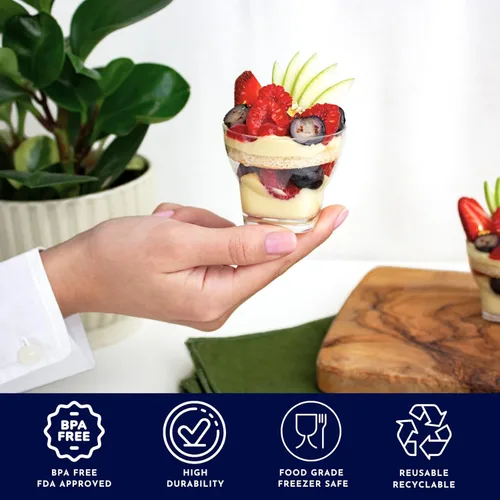 Miniatura 2 de Paquete de 48 vasos pequeños de 3 onzas para postre de ron, de grado profesional, reciclable, transparente, duradero, desechable, para bodas