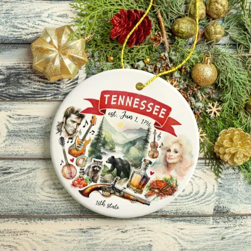 Miniatura 4 de Recuerdos coleccionables de cerámica de EE. UU. - Adornos navideños artísticos con temas y monumentos estatales de Tennessee