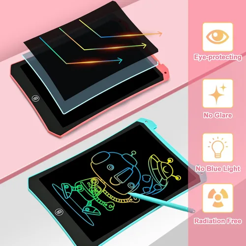 Miniatura 3 de Tableta de escritura LCD, paquete de 2 juguetes para niños pequeños, almohadilla de dibujo de 10 pulgadas, artículos esenciales de viaje para niños