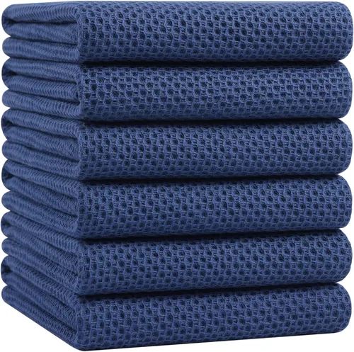 Miniatura 38 de Homaxy Paños de cocina de 100% algodón con tejido de gofre, ultra suaves, absorbentes, de secado rápido, 12 x 12 pulgadas, paquete de 6, amarillo