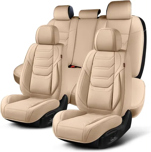 Miniatura 38 de TIEHESYT Fundas de asiento delantero de automóvil color rosa, par de fundas de cuero transpirable para asientos delanteros y reposacabezas, funda