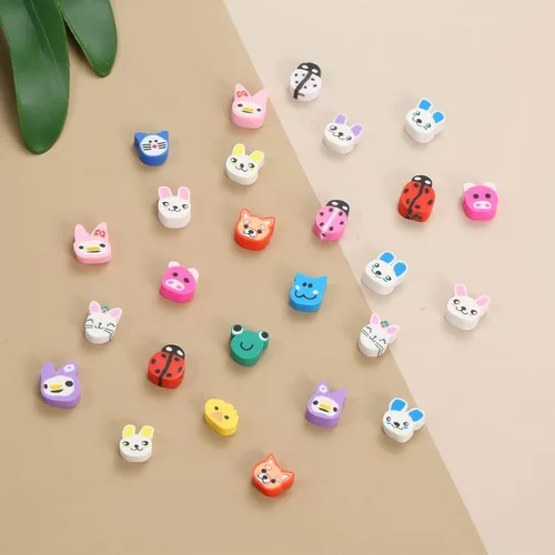 Miniatura 7 de 100 piezas de cuentas espaciadoras de arcilla polimérica de animales para joyería de mujer, pulseras, collares, aretes, accesorios de bricolaje