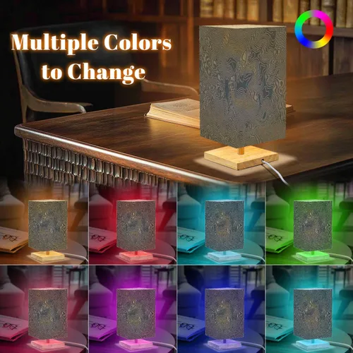 Miniatura 4 de Lámpara de mesita de noche, estilo topográfico de contorno de alta altitud, cables conectados, condicional, regulable, minimalista, lámpara