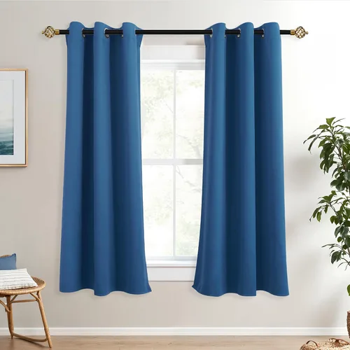 Miniatura 129 de Mrs.Naturall Cortinas Azul Real para Dormitorio, Cortinas Opacas Cortas Medianas Azul Cobalto para Cocina Decoración de Habitación de Adolescentes