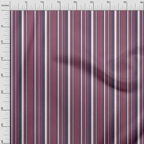 Miniatura 4 de oneOone Tela de algodón Flex Dark Magenta Rayas Tela de costura por yarda Impreso Ropa DIY Suministros de costura 40 pulgadas de ancho-GQ