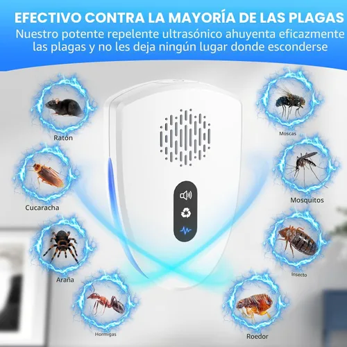 Miniatura 2 de Repelente ultrasónico de control de plagas actualizado 2026, repelente de ratones para interiores para arañas, insectos, cucarachas, hormigas