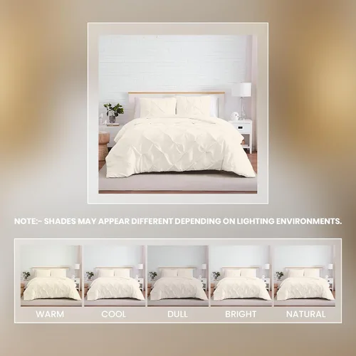 Miniatura 58 de Kotton Culture 1 Pc Twin/Twin XL Size Pinch Pleated - Pintuck Duvet Cover Only - 100% Egyptian Cotton Sateen -1000 TC Luxury Comforter Cover-Zipper