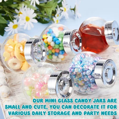 Miniatura 4 de Umigy 60 mini tarros de vidrio con tapas de 1.7 onzas, pequeños recipientes de vidrio con tapas para regalos de fiesta, regalos de boda, especias
