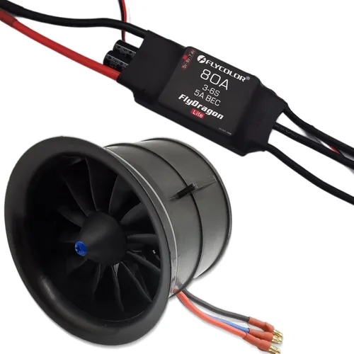 Miniatura 11 de Flycolor EDF 50mm 4900KV 3S Empuje Máximo 770g 11 Hélices Ventilador Canalizado con Motor RC Sin Escobillas con ESC 40A(2~4S) Equilibrado Probado