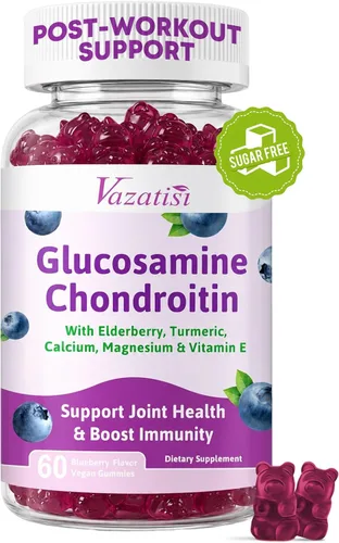 Miniatura 8 de Paquete de 2 gomitas de glucosamina y condroitina, glucosamina condroitina con MSM, saúco, cúrcuma, suplemento de apoyo articular para adultos