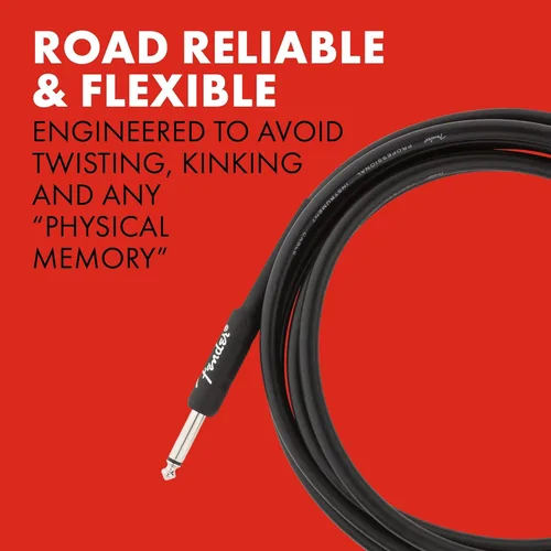 Miniatura 5 de Fender Cable de instrumento de serie Professional, cable de guitarra de 10 pies, listo para escenario con diseño antitorceduras, negro