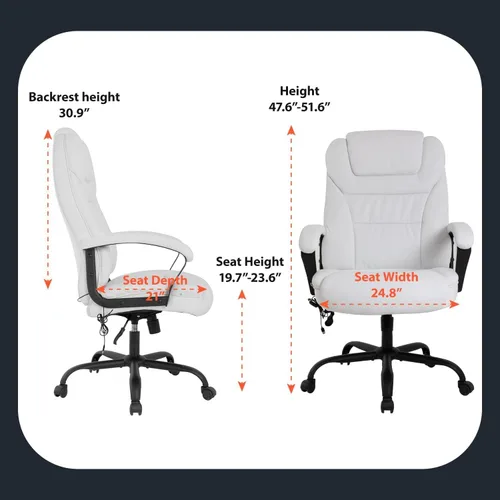 Miniatura 3 de Silla de oficina grande y alta, silla de escritorio de 500 libras, asiento ancho, giratorio negro, silla de computadora de piel sintética, silla