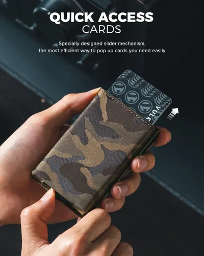 Miniatura 5 de VULKIT Cartera minimalista para hombre, tarjetero desplegable para tarjetas de crédito, billetera plegable delgada, con bloqueo RFID, cierre