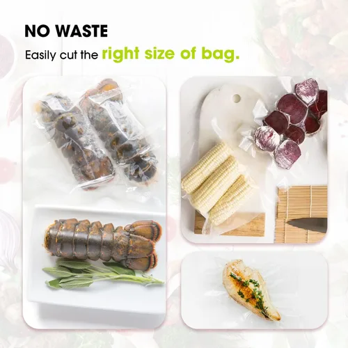 Miniatura 5 de Bolsas selladoras al vacío de 6 x 150 pies para guardar alimentos, con dispensador de cortador, rollos selladores al vacío de grado comercial