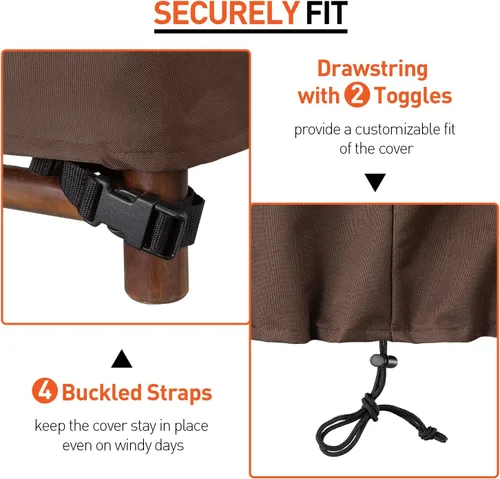 Miniatura 4 de Arcedo Funda impermeable para tumbona de patio, fundas resistentes para muebles de exterior, protege tus sillas de piscina en invierno, 80 pulgadas