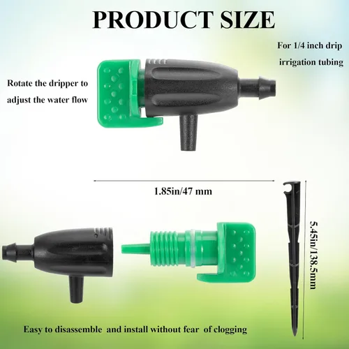 Miniatura 2 de Gotero de riego ajustable de flujo de agua con 30 emisores de goteo de riego, estacas de soporte, sistema de riego gotero para jardín, césped