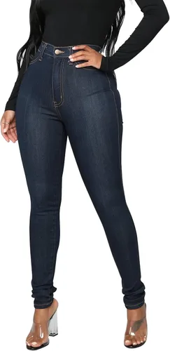 Miniatura 13 de KUNMI - Pantalones de mezclilla clásicos de cintura alta para mujer, elásticos, con efecto de levantamiento de glúteos, ajustados