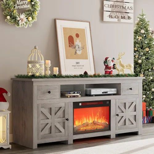 Miniatura 9 de YITAHOME Soporte de TV de granja para TV de 65 pulgadas, centro de entretenimiento con armarios y cajones de almacenamiento, consola de TV para sala