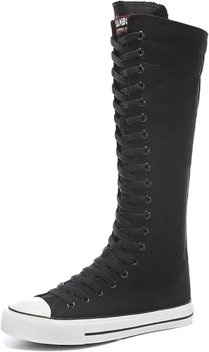 Miniatura 3 de Zapatillas altas de lona con cordones hasta la rodilla para mujer