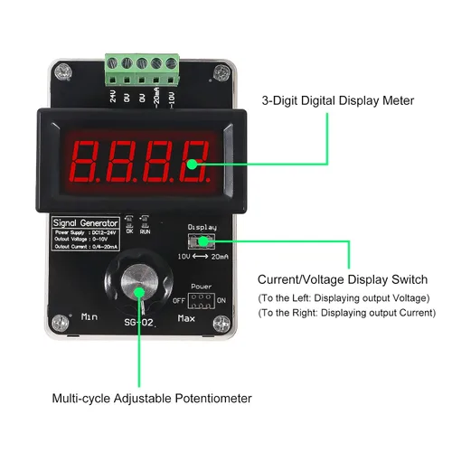 Miniatura 7 de Generador de señal ajustable de 4-20 mA,AITRIP DC 0-10V 0 4-20 mA Simulador analógico de voltaje de corriente para ajuste de valor, panel PLC LED