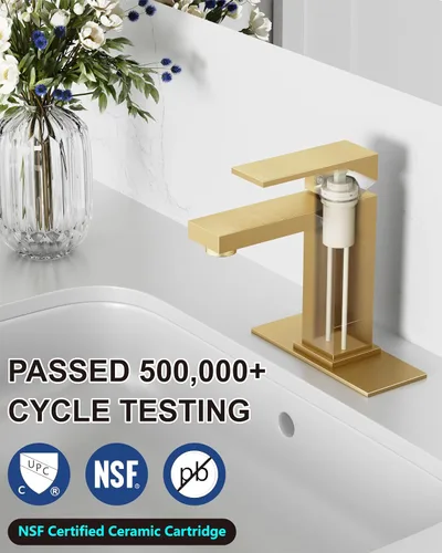 Miniatura 4 de Midanya Grifos de Baño de 1 Agujero, Llave de Fregadero de Baño de Acero Inoxidable de Una Sola Manija, Grifos de Lavabo Modernos con Placa