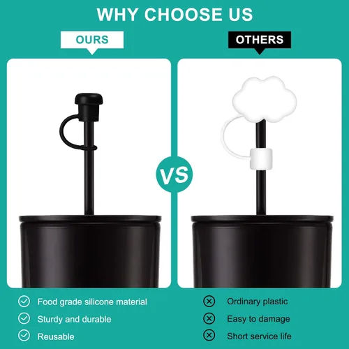 Miniatura 7 de Paquete de 6 popotes de silicona ajustables, reutilizables de grado alimenticio, compatibles con Stanley/Simple Modern/Yeti/Hydro Flask, ajuste