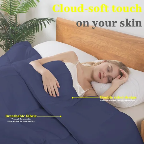 Miniatura 7 de BedTreat - Edredón tamaño queen con inserto de plumón alternativo, acolchado para todas las estaciones, con pestañas en las esquinas, edredón de Azul