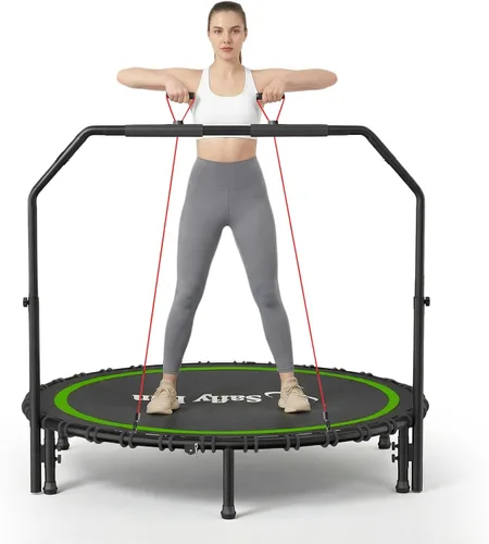 Trampolín de rebote de 40, 45, 50 pulgadas, para adultos, 450-550 libras, mini trampolín plegable con asa, trampolín de fitness para interiores y