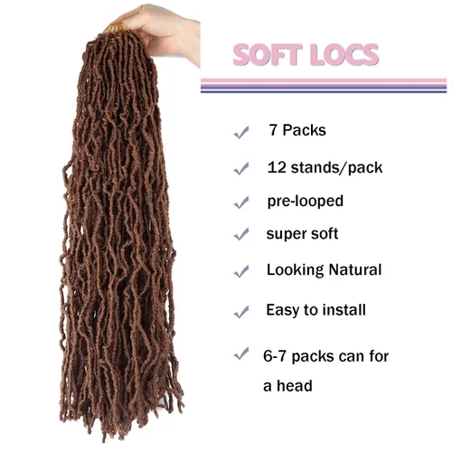 Miniatura 2 de LMZIM 7 paquetes de cabello sintético de ganchillo preanudado de 26 pulgadas, trenzas de ganchillo suaves de diosa para mujeres negras, extensiones