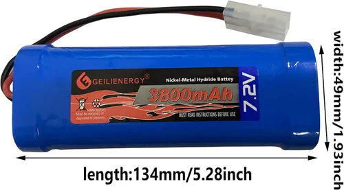 Miniatura 2 de Batería de repuesto recargable RC Ni-Mh de 7.2V 3800mAh con conector Tamiya estándar para automóviles RC, barcos y robots (1 unidad)