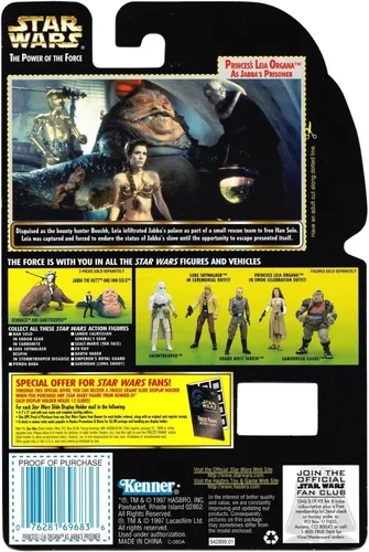 Miniatura 2 de Star Wars, The Power of The Force Green Card, Figura de acción de la princesa Leia Organa (prisionera de Jabba) con diapositiva de marco congelado